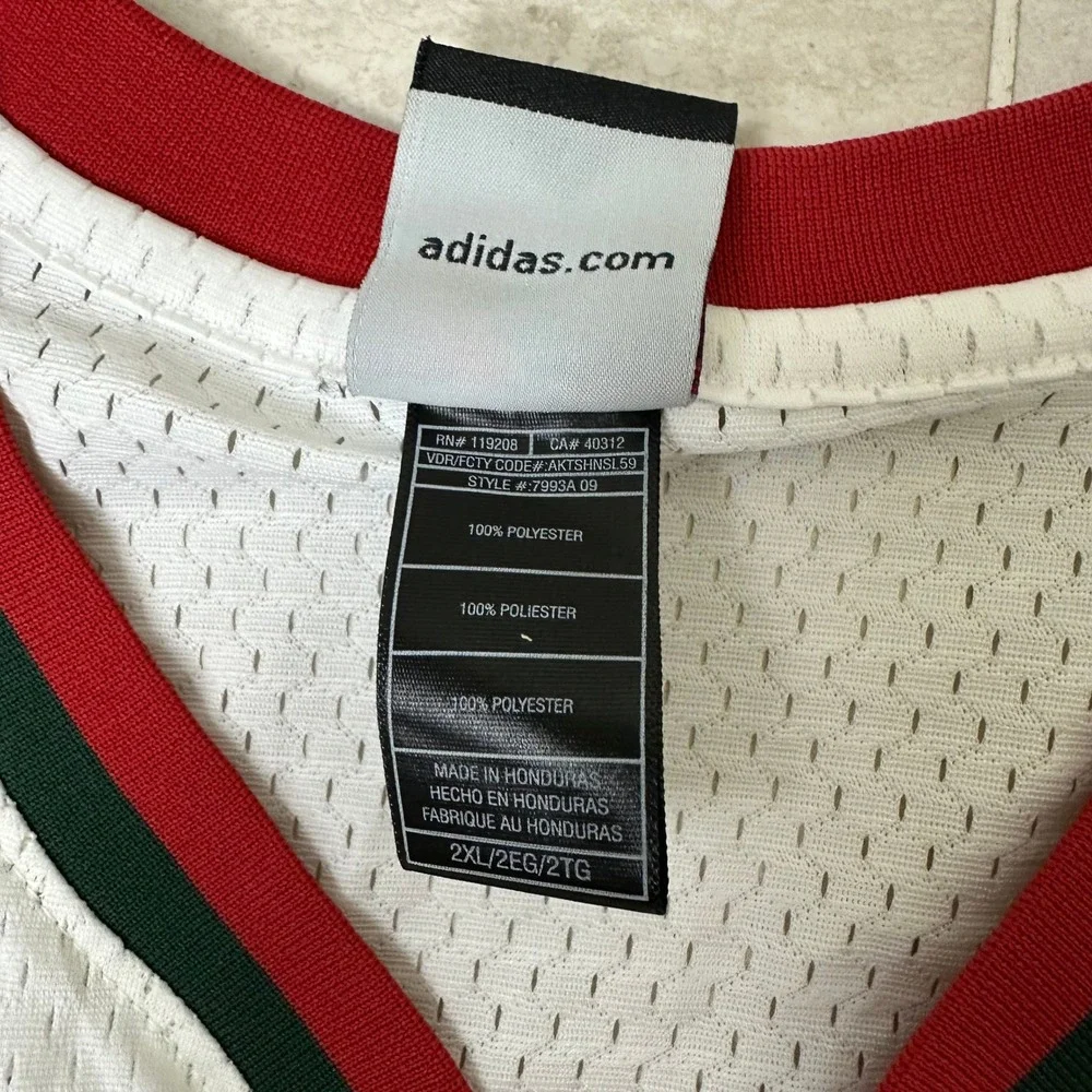Original Adidas Authentic Milwaukee Bucks Home White Blank Jersey XXL